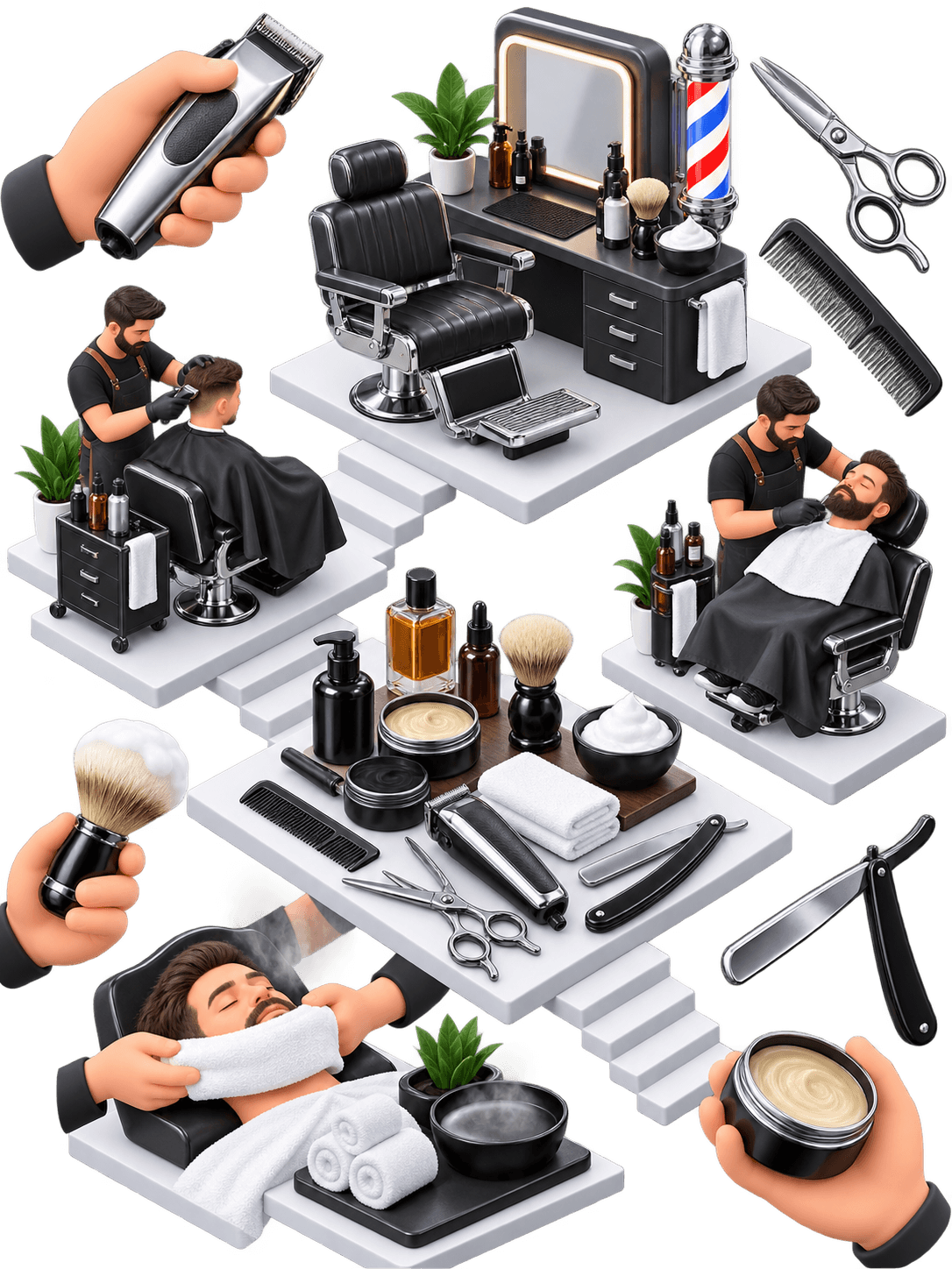 Diorama de una barbería moderna